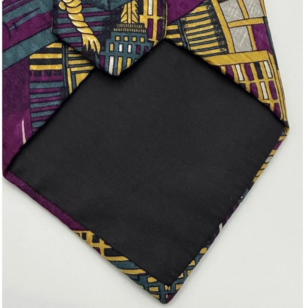 Looney Tunes Silk Tie OS Bugs Bunny Architect 1992 Vintage Purple 90s Cartoon